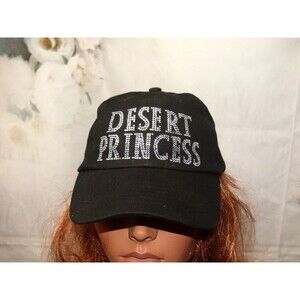 Women's Desert Princess Rhinestone Black Baseball Cap Hat OSFM NEW Made in USA